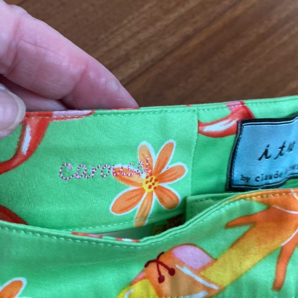 ITW by Claude Brown Colorful Green & Pink Women’s Capris - Size 16 - Picture 14 of 14